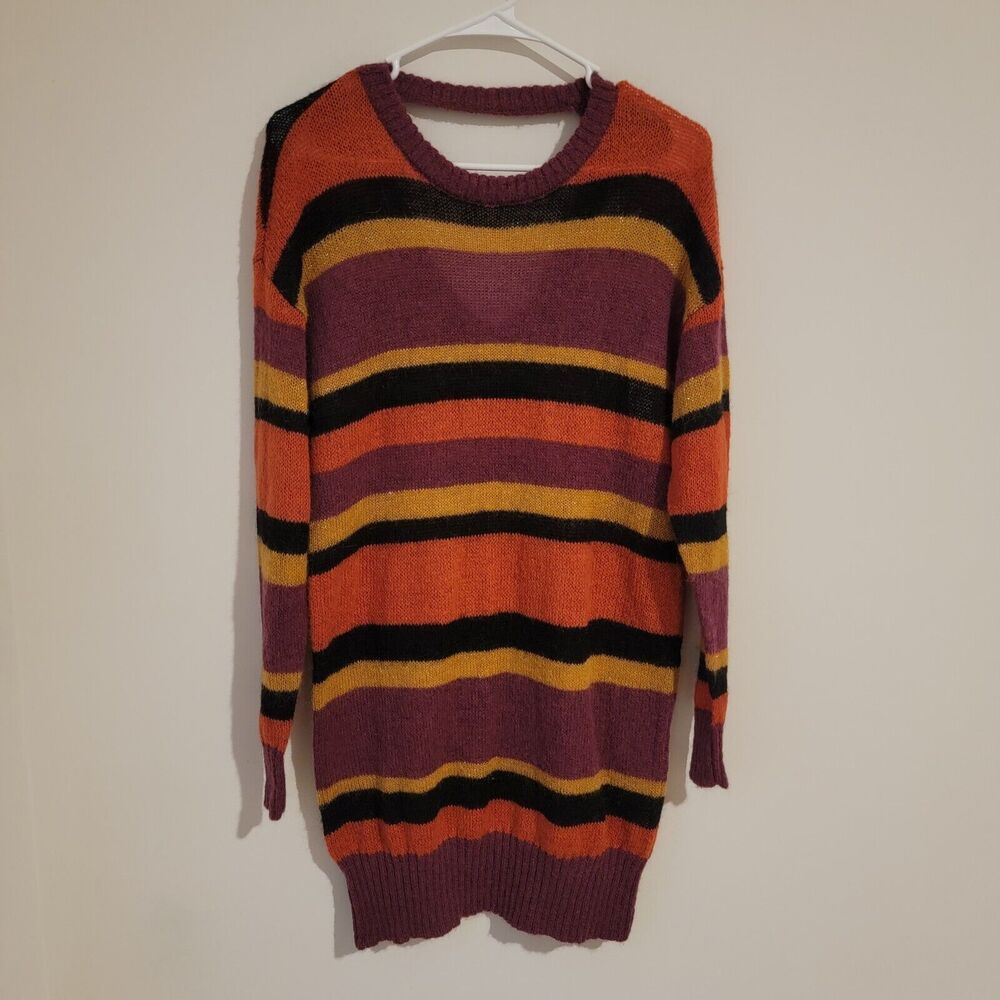 Band Of Gypsies Sweater Dress Size Small S Striped Mohair Wool Blend Fall New